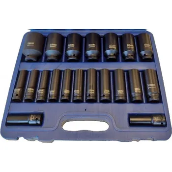 Gola sada Silver Nástrčné úderové hlavice dlouhé 1/2 '' 10-38mm, sada 20ks rázových prodlouženýcj klíčů