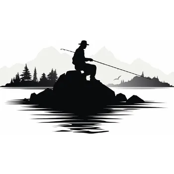 Jedlá dekorace na dort Jedlý papír osamělý rybář 19,5cm