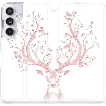 Pouzdro na mobilní telefon Flipové pouzdro Mobiwear - Samsung Galaxy A55 5G - M007S Růžový jelínek (Knížkové flip pouzdro, obal, kryt na mobil Samsung Galaxy A55 5G - M007S Růžový jelínek, materiál Umělá kůže + TPU - ochrana 360°, stojánek, silikonová vanička, magnetické zavírání)