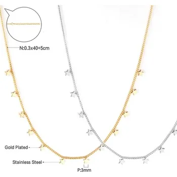 Náhrdelník Elegantní náhrdelník z chirurgické oceli - Hvězda,Zlatá