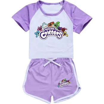 Smiling Critters Dětský letní set triko + kraťasy na motivy oblíbených postaviček "Smiling Critters" (vel. 100 - 170) Barva: fialová 7, Velikost: 130 (6-7 let)