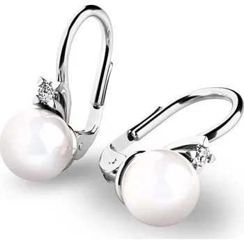 Náušnice Dámské náušnice perlové se zirkony 10889-B-ZIR-FW