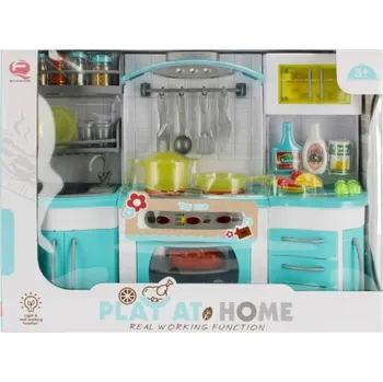 Doplněk pro panenku Kuchyňka pro panenky se světelnými a zvukovými efekty Play At Home 35 x 29 x 9 cm tyrkysová/bílá