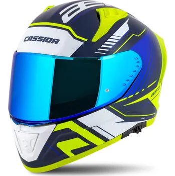 Helma na motorku Přilba Aero Drome, CASSIDA (modrá/žlutá fluo/světle modrá/bílá) 2026 (Velikost: XS (53 až 54 cm))