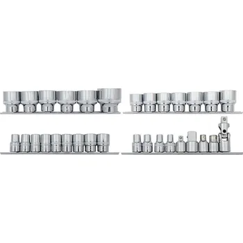 Gola hlavice 1/2" Sada hlavic na liště - 4CZech ONE 8-9-10-11-12-13-14-15-16-17-18-19-20-21-22-23-24-25-26-27-28-29-30-32-34, 36, adaptér na bity 10mm a 5/16",redukce na 3/8 - 4CZ-126-L10