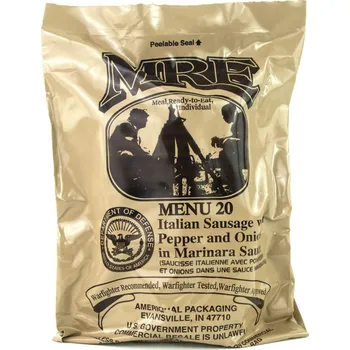 Originál US Army MRE Menu 20 ITALIAN SAUSAGE WITH PEPPER AND ONIONS IN MARINARA SAUCE
