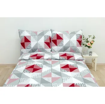 Povlečení Tegatex Povlečení bavlna - geometrie šedo bordová 70*90 cm, 140*200 cm