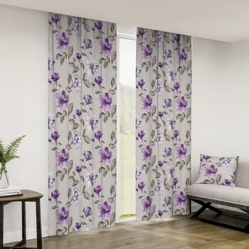 Závěs dekorační nebo látka, OXY Pivonky fialové, 150 cm