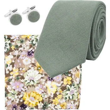 Kravata Bubibubi Šalvějově zelená, eukalyptová kravatová sada Sage Green