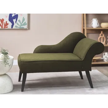 Křeslo Čalouněná lenoška pravostranná olivově zelená sametová moderní dekorace do obývacího pokoje pracovny Beliani