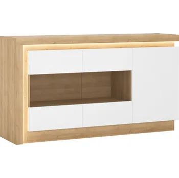 Komoda Tempo Kondela Komoda LYOK02, dub riviera / bílá s extra vysokým leskem, LEONARDO