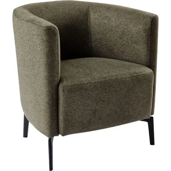 Křeslo Designové křeslo KAPY látka zelená, nohy kov černý matný lak