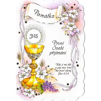 Přání k 1. svatému přijímání (památka, růžová)