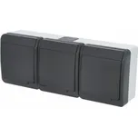 Trojzásuvka vodot.Galatea IP44 antracit