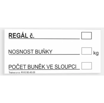 Traiva 147 označení regálu č. 1 samolepka 00321 95 x 45 mm