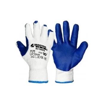 Pracovní rukavice Rukavice pracovní MASTERTOOL 83-0602 z bezešvé pletené bavlny s přírodním latexovým povrchem bílá/modrá 10,5"