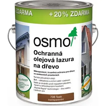 barva a nátěr na dřevo OSMO ochr. olej. lazura,708 Teak, 2,5l +20% ZDARMA
