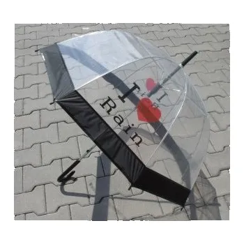 Deštník průhledný I Love Rain , Barva Černá Gift3 2204