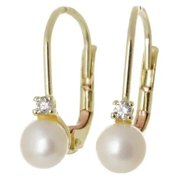 Náušnice Náušnice ze žlutého zlata s perlou NA0948F + Dárek zdarma