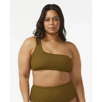 Dámské plavky Plavky Rip Curl SUNSHINE ONE SHOULDER TOP Dark Olive velikost L