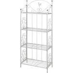 vidaXL Kovový stojan na květiny s policemi - 61,5 x 33 x 153 cm - bílý