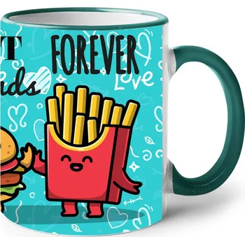 Keramický hrnek Best friends, Barva Zelená, Velikost 330 ml, Canvas Keramický hrnek s barevným uchem Bezvatriko.cz 2513