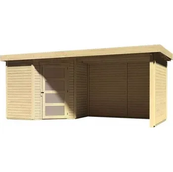 Zahradní domek LANIT PLAST Dřevěný domek KARIBU SCHWANDORF 3 + přístavek 280 cm včetně zadní a boční stěny (77744) natur LG3901