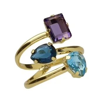 Prsten Stříbrný prsten s kameny Swarovski VICTORIA CRUZ pozlacený A4716-12DA + DÁREK ZDARMA