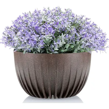 Zahrada PLASTOVÝ KVĚTINÁČ STRIPPED ECO 14X24 CM TMAVĚHNĚDÁ