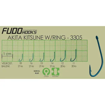 Rybářský háček Fudo Akita Kitsune Ringed 16 (bal.21ks)