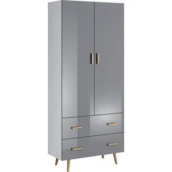 Předsíňová stěna GALA Dvoudveřová šatní skříň Brillo Barva dvířek: šedá lesk.