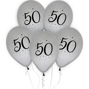 Balónek GoDan S.A. Balonky nafukovací číslo 50 stříbrné (5ks)