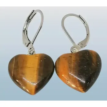 Náušnice Naušnice tygří oko,srdíčka malá s ocelí