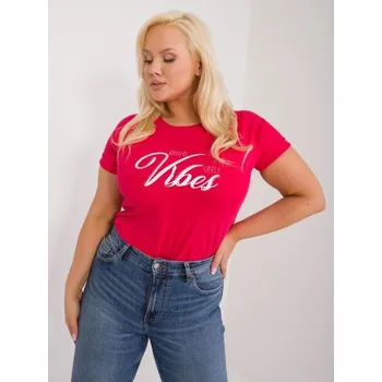 Dámské tričko s nápisem s kamínky plus size červené
