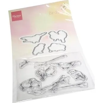 Dětské razítko Marianne Design Ptáčci - vyřezávací kovové šablony (4ks) a silikonová gelová razítka (6ks)