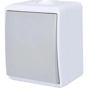 vypínač Solight VYPÍNAČ NA OMÍTKU DO VLHKA 5B303 IP54 - ŠEDÝ