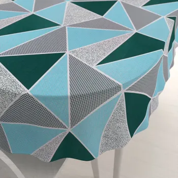 ubrus Bavlněný oválný ubrus Sandra SA-334 Modro-zelené trojúhelníky 100x160 cm