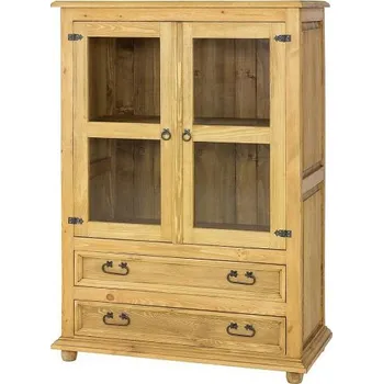 Komoda Velká selská komoda COM 08 B prosklená - K03 bílá patina