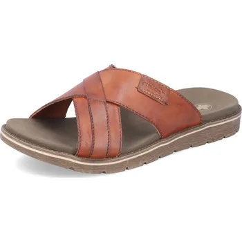 Pánské pantofle PÁNSKÉ PANTOFLE RIEKER 24393-24 HNĚDÁ Barva: HNĚDÁ, Velikost: 46