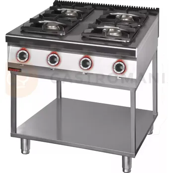 Sporák Plynový sporák 4 hořákový 1x4,5 kW+ 1x7,5 kW + 2x9,0 kW na podstavci | KROMET, 900.KG-4.T