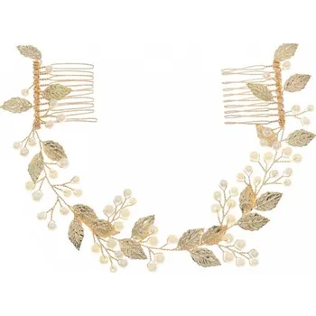 Flamenco Mystique Ručně vyráběná svatební čelenka s křišťálovou a perleťovou kompozicí, univerzální velikost, délka 31 cm, ze slitin obecných kovů