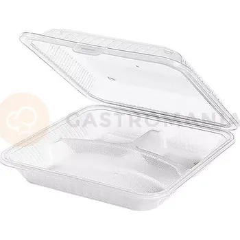 Servírovací stolek Nádoba pro opakované použití, 3 přihrádky, plytké víko, bílá | CONTACTO, 1103/230