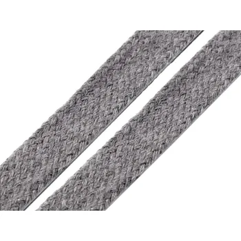 Příze Bavlněná šňůra plochá / dutinka šíře 15 mm, barva 3 šedá