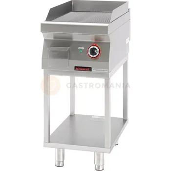 Kuchyňský gril Grilovací deska rýhovaná chromovaná 400mm 4,8 kW na podstavci | KROMET, 700.PBE-400R.T