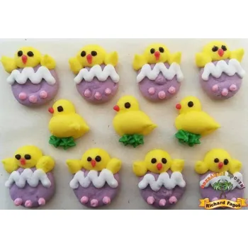 Jedlá dekorace na dort Cukrová dekorace kuřátko ve vajíčku velikonoční 9ks - Fagos