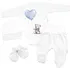 Kojenecká souprava Baby Nellys Teddy Love 4dílná sada do porodnice bílá/modrá