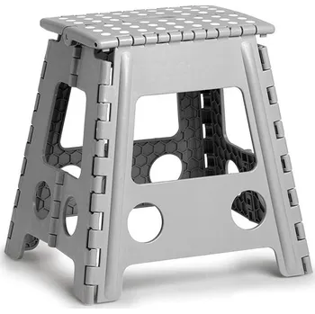 Stolička ZELLER Skládací stolička 38,5 × 31,5× 39 cm, nosnost 150 kg světle šedá
