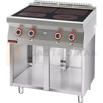 Sporák Elektrický sklokeramický sporák 4 plotýnky 2x4 kW + 2x2,1 kW na otevřeném podstavci | KROMET, 700.KE-4C.S