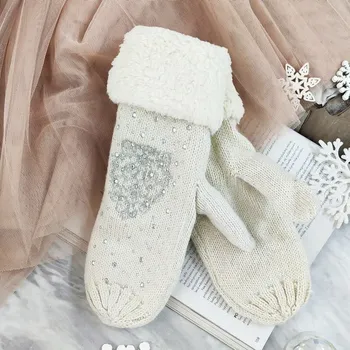 Rukavice Flamenco Mystique Hřejivé Rukavice s Krystaly a Vyšívanými Vzory, Různé Barvy, 30% Vlna 70% Akryl