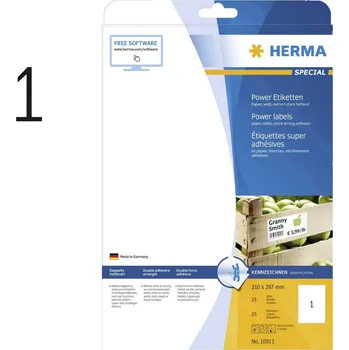 Kotouček do pokladny a tiskárny štítků Herma 10911 Etikety lepící 210 x 297 mm papír bílá 25 ks trvalé inkoustová tiskárna, laserová tiskárna, barevná laserová tiskárna, kopírka, barevná kopírka,